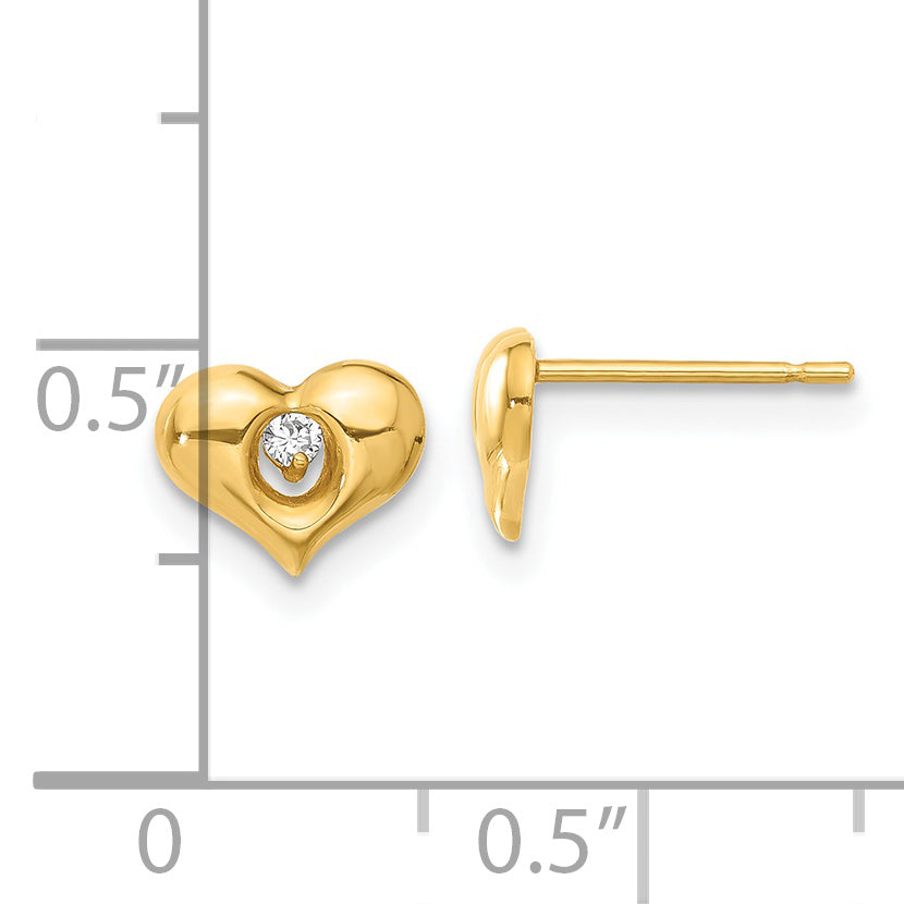 14k Madi K CZ Children's Heart Post Earrings Secondary image