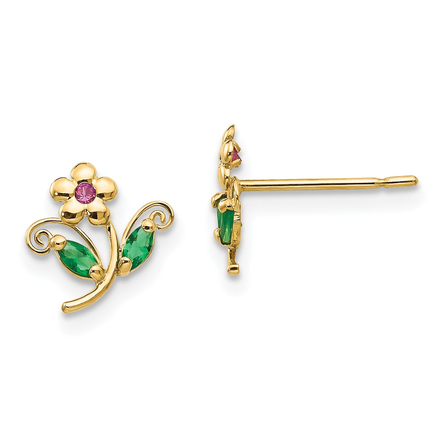 14k Madi K CZ Children's Flower Post Earrings Main image