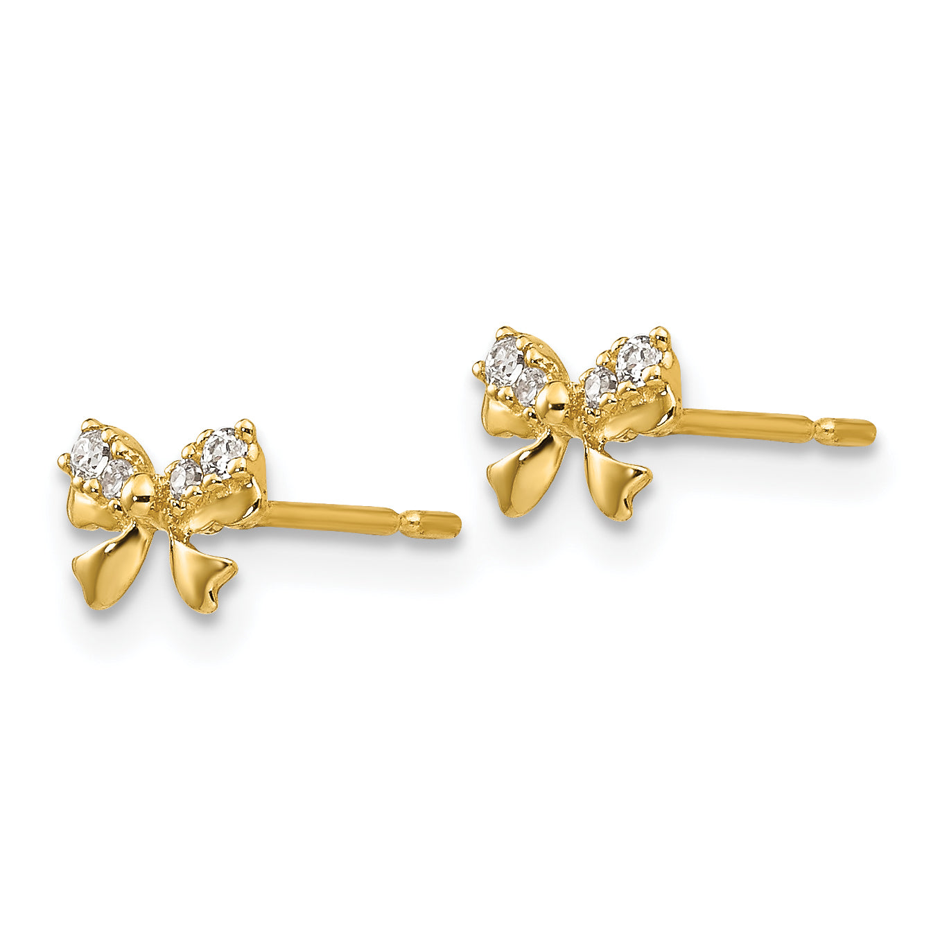 14k Madi K CZ Children's Bow Post Earrings Secondary image