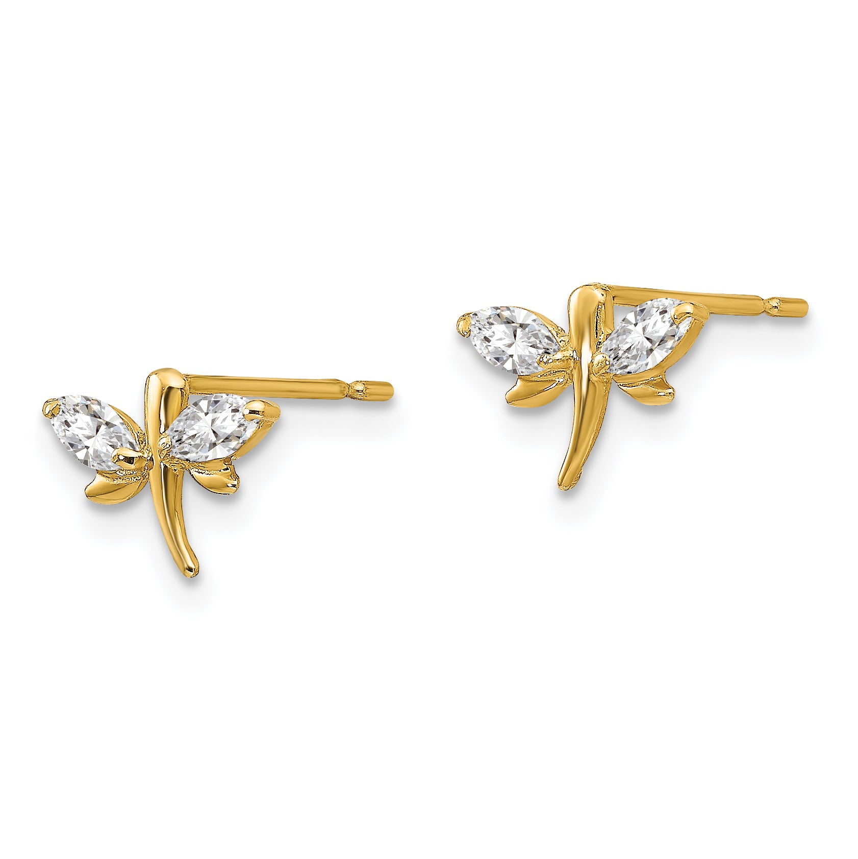 14k Madi K CZ Children's Dragonfly Post Earrings Secondary image