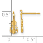 14k Madi K CZ Children's Violin Post Earrings