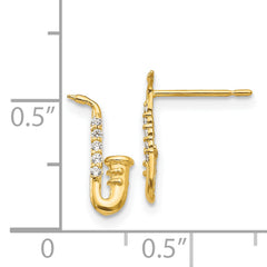 14k Madi K CZ Saxophone Post Earrings