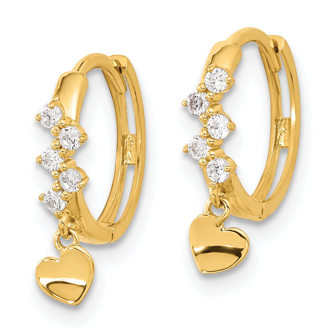 14k Madi K CZ Heart Dangle Hinged Hoop Earrings Secondary image