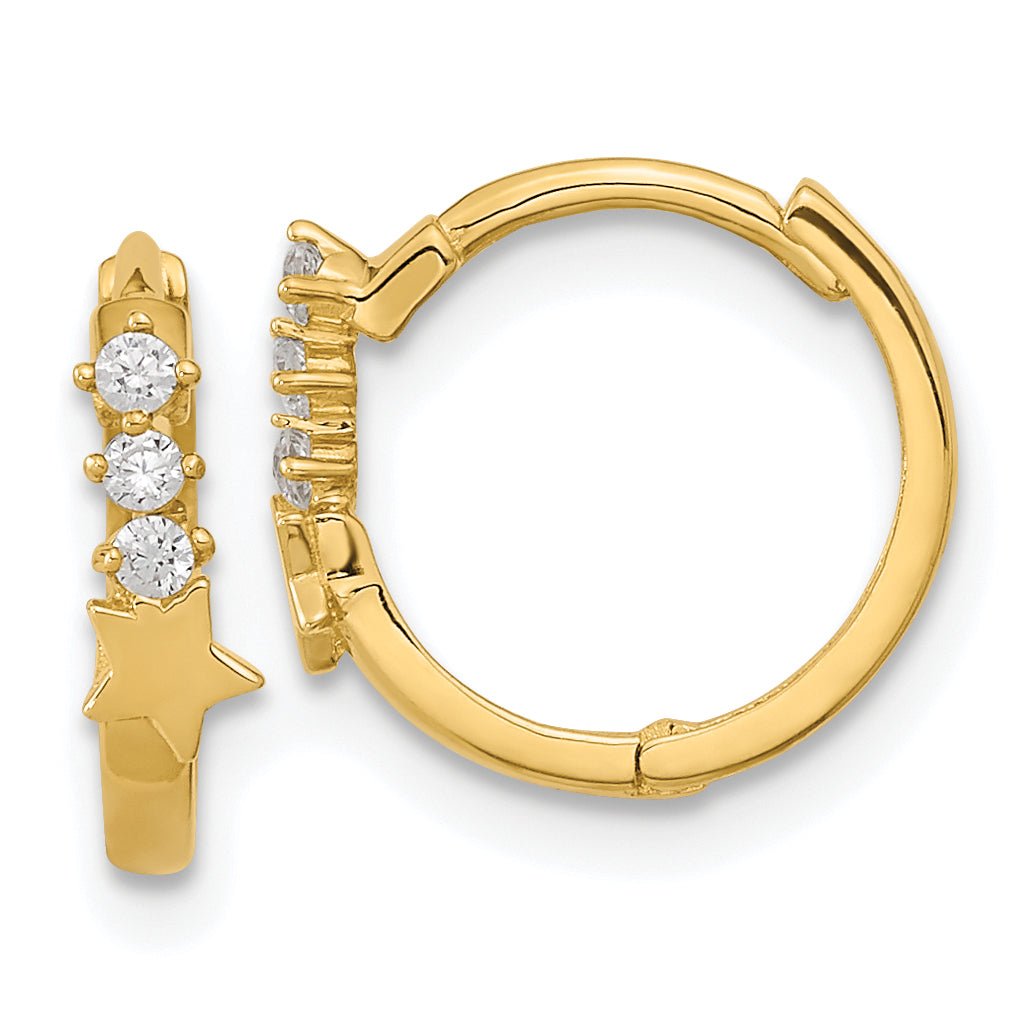 14k Madi K CZ Shooting Star Hinged Hoop Earrings Main image
