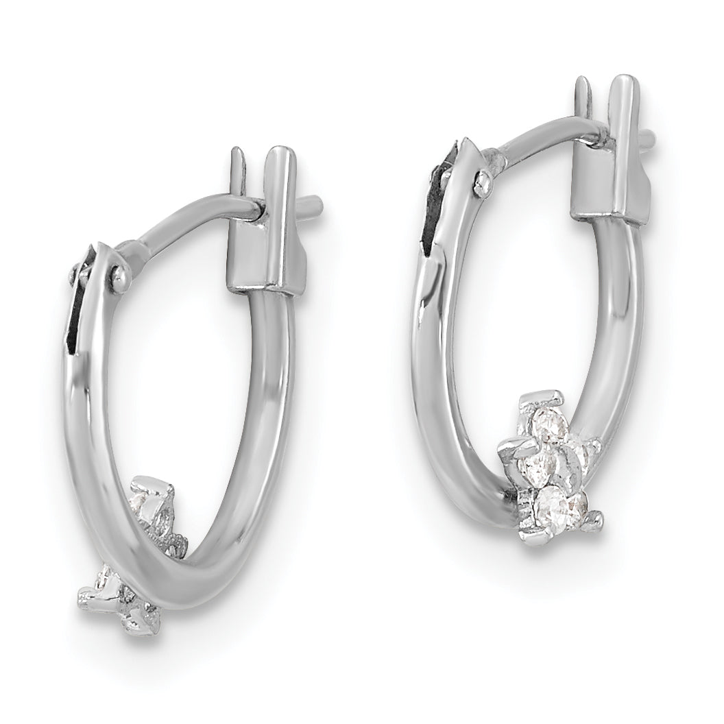 14k White Gold Madi K Polished CZ Star Hoops Secondary image