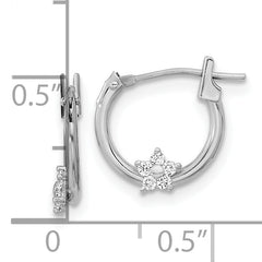 14k White Gold Madi K Polished CZ Star Hoops