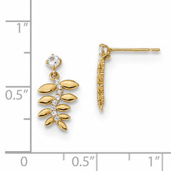 14k Madi K Kids CZ Fern Leaves Dangle Post Earrings
