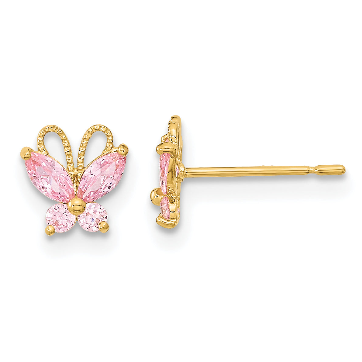 14k Madi K Kids Pink CZ Butterfly Post Earrings Main image