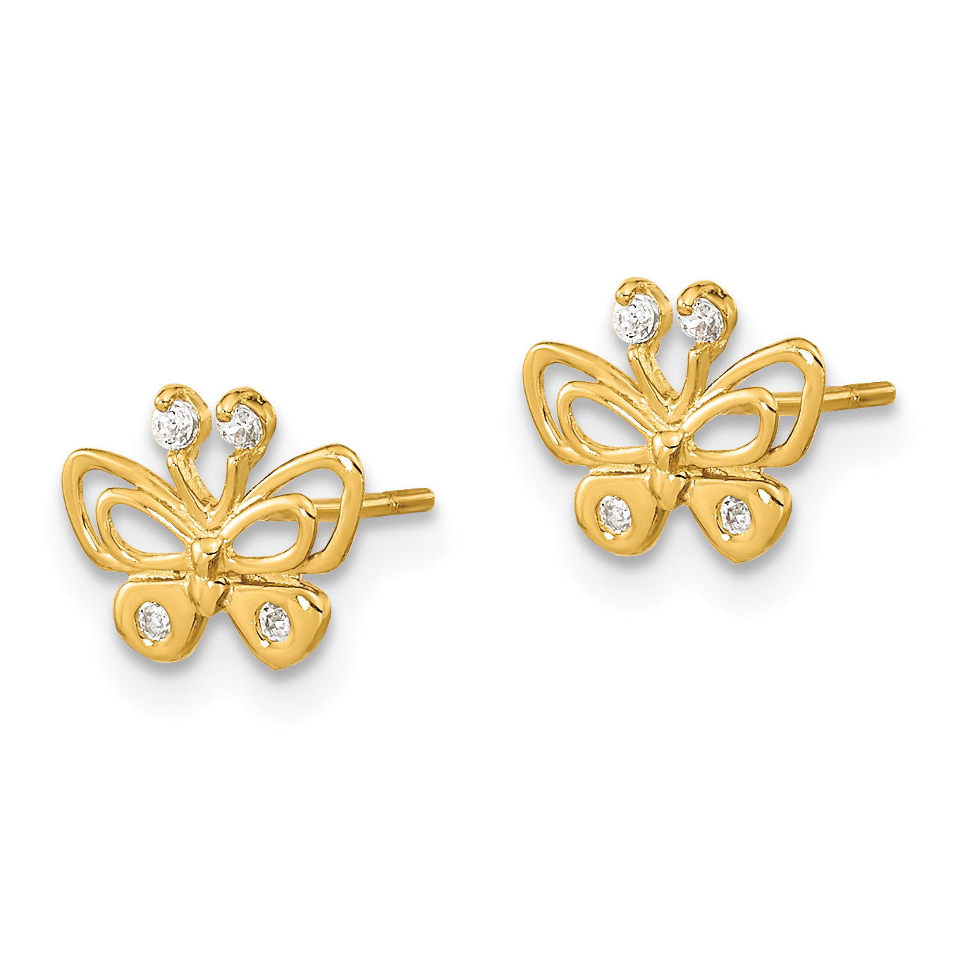 14k Madi K Polished CZ Butterfly Post Earrings Secondary image