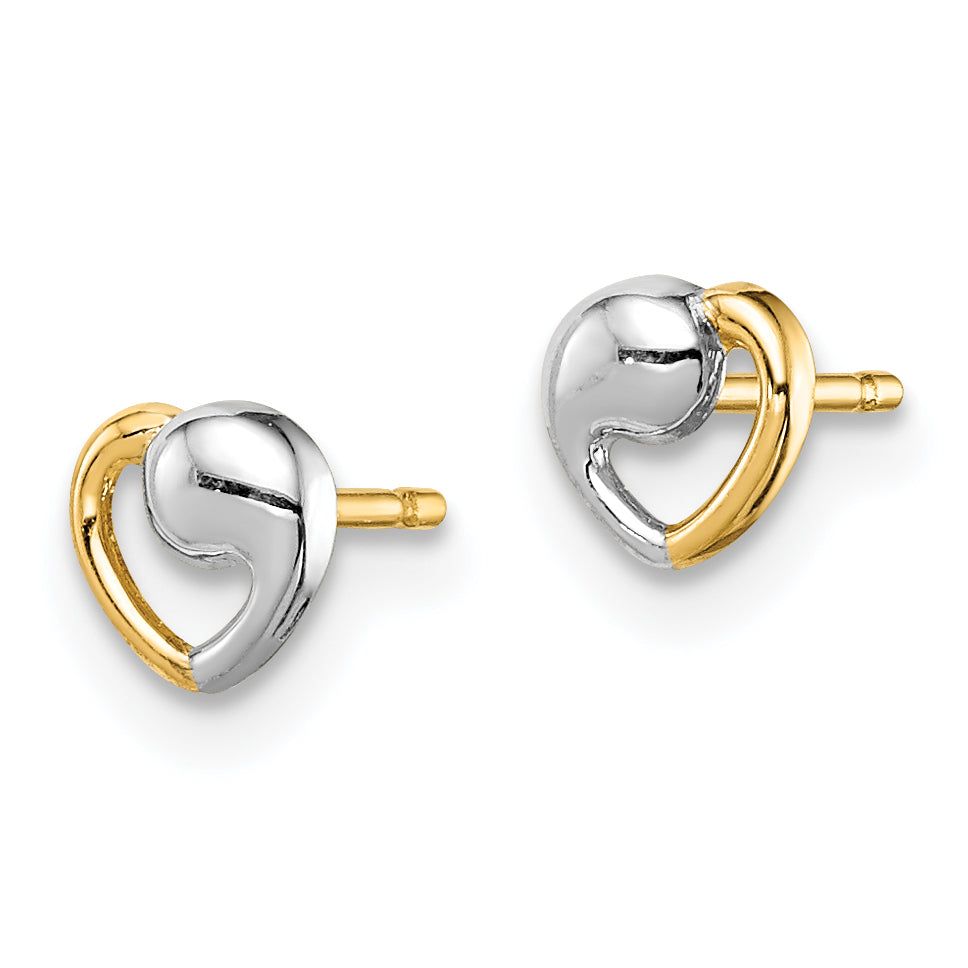 14k Madi K & White Rhodium Heart Post Earrings Secondary image
