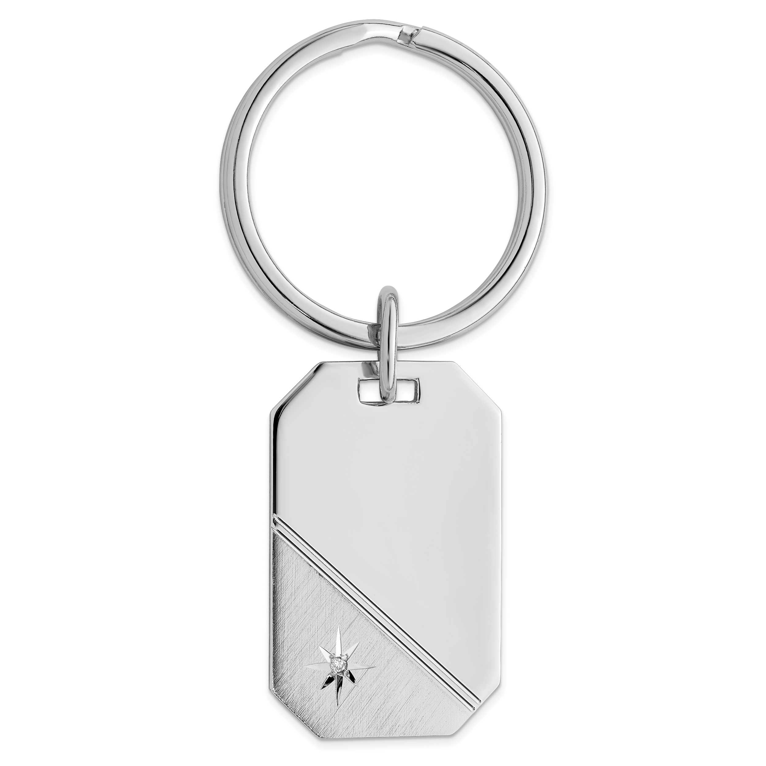 Rhodium-plated Kelly Waters Star Cut .001ct. Diamond Key Ring Main image