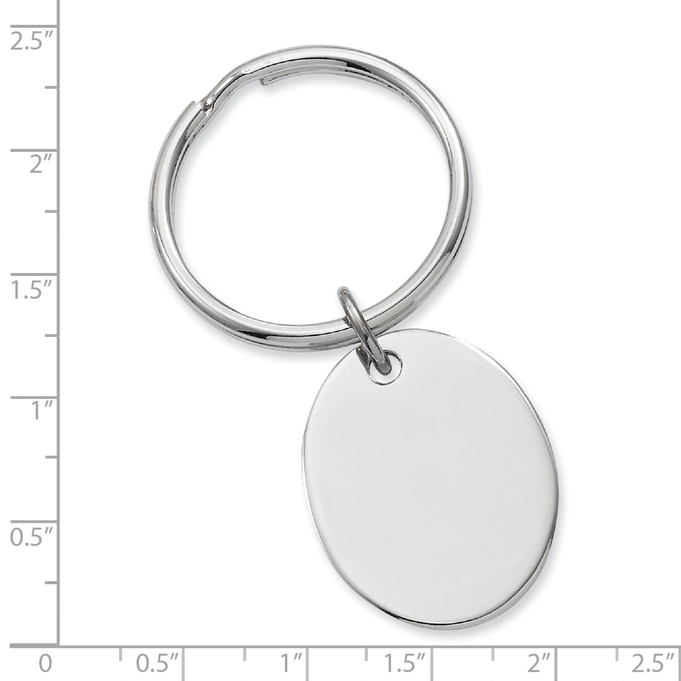Rhodium-plated Kelly Waters Polished Oval Key Ring