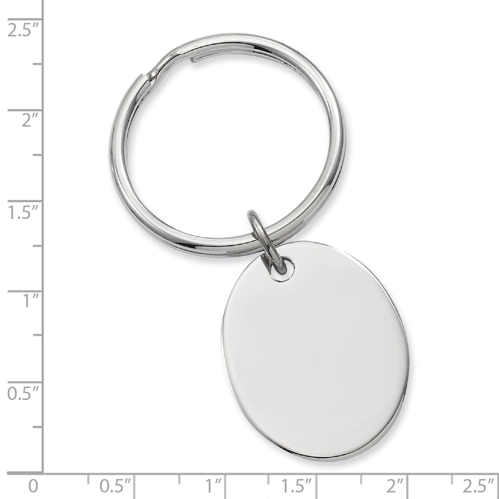 Rhodium-plated Kelly Waters Polished Oval Key Ring