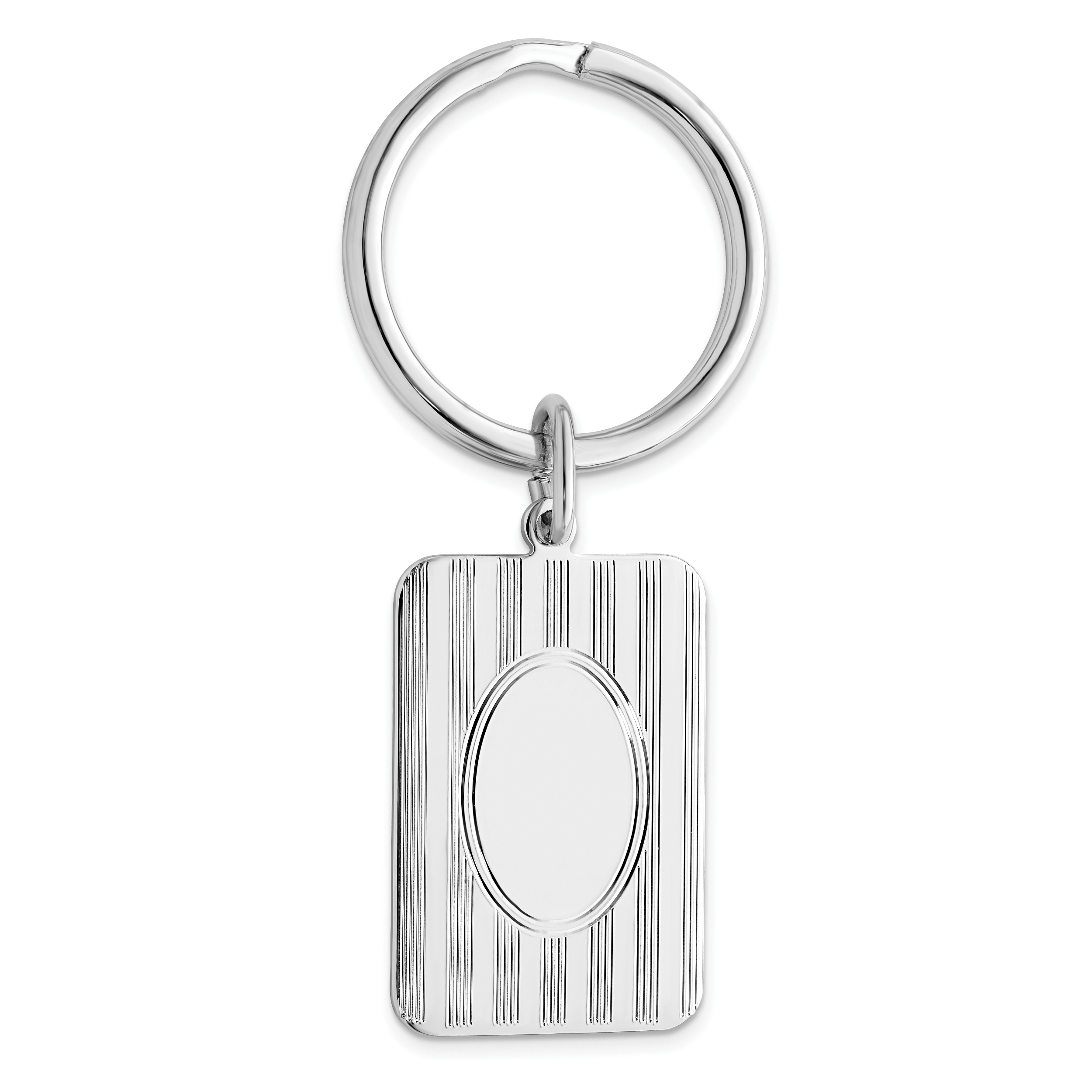 Rhodium-plated Kelly Waters Horizontal Lines Key Ring with Engravable Area Main image