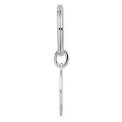 Rhodium-plated Kelly Waters Polished Round Key Ring