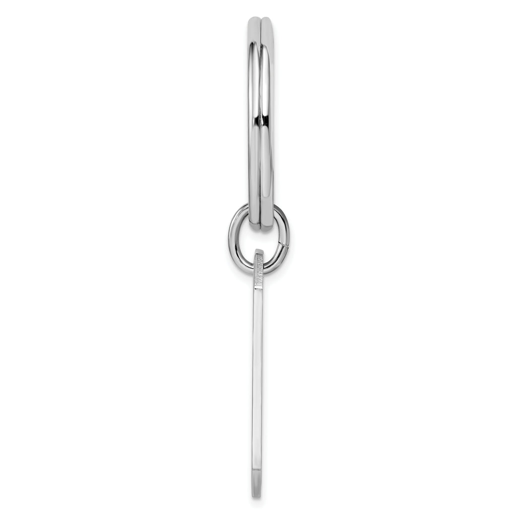 Rhodium-plated Kelly Waters Polished Rectangle Key Ring