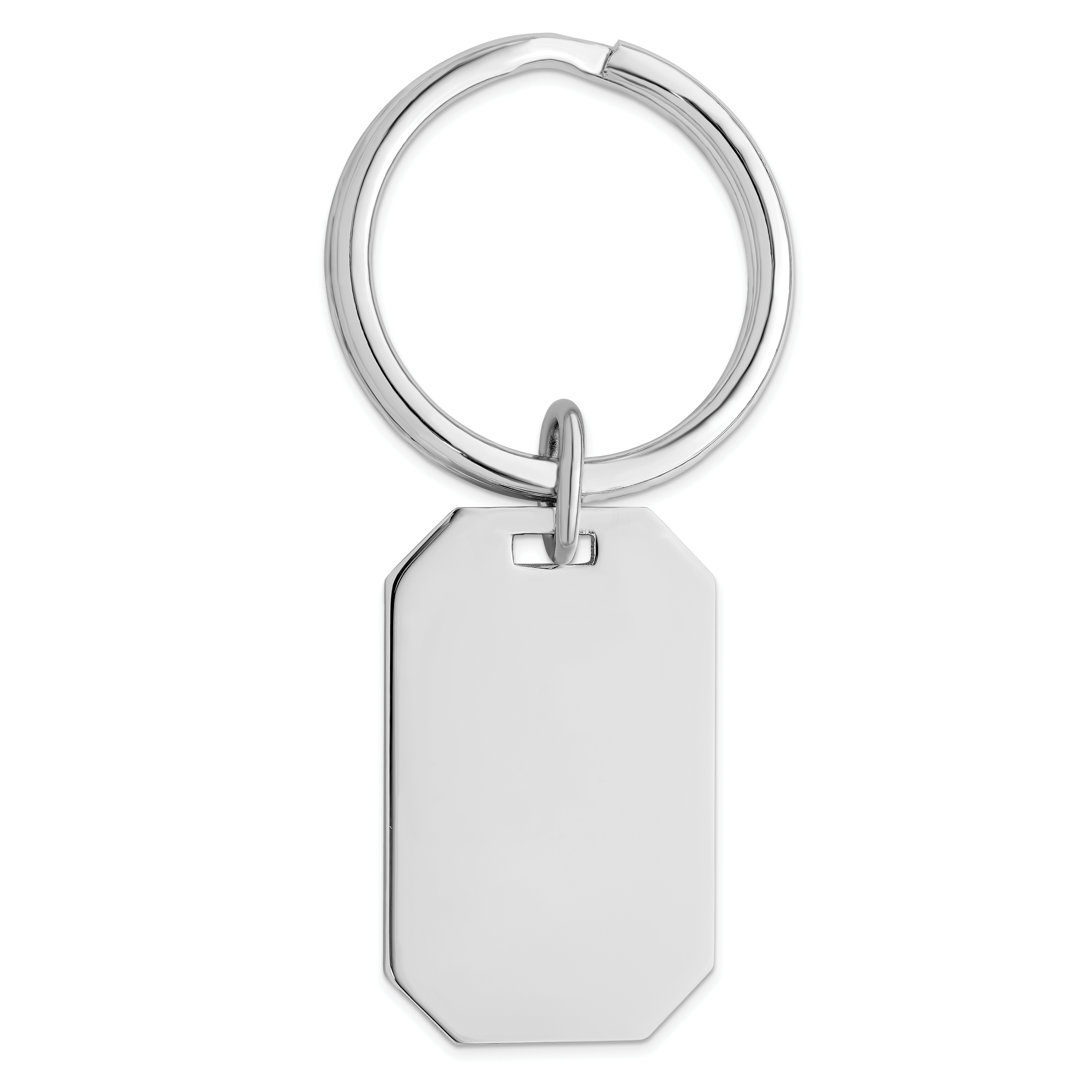 Rhodium-plated Kelly Waters Polished Rectangle Key Ring Main image