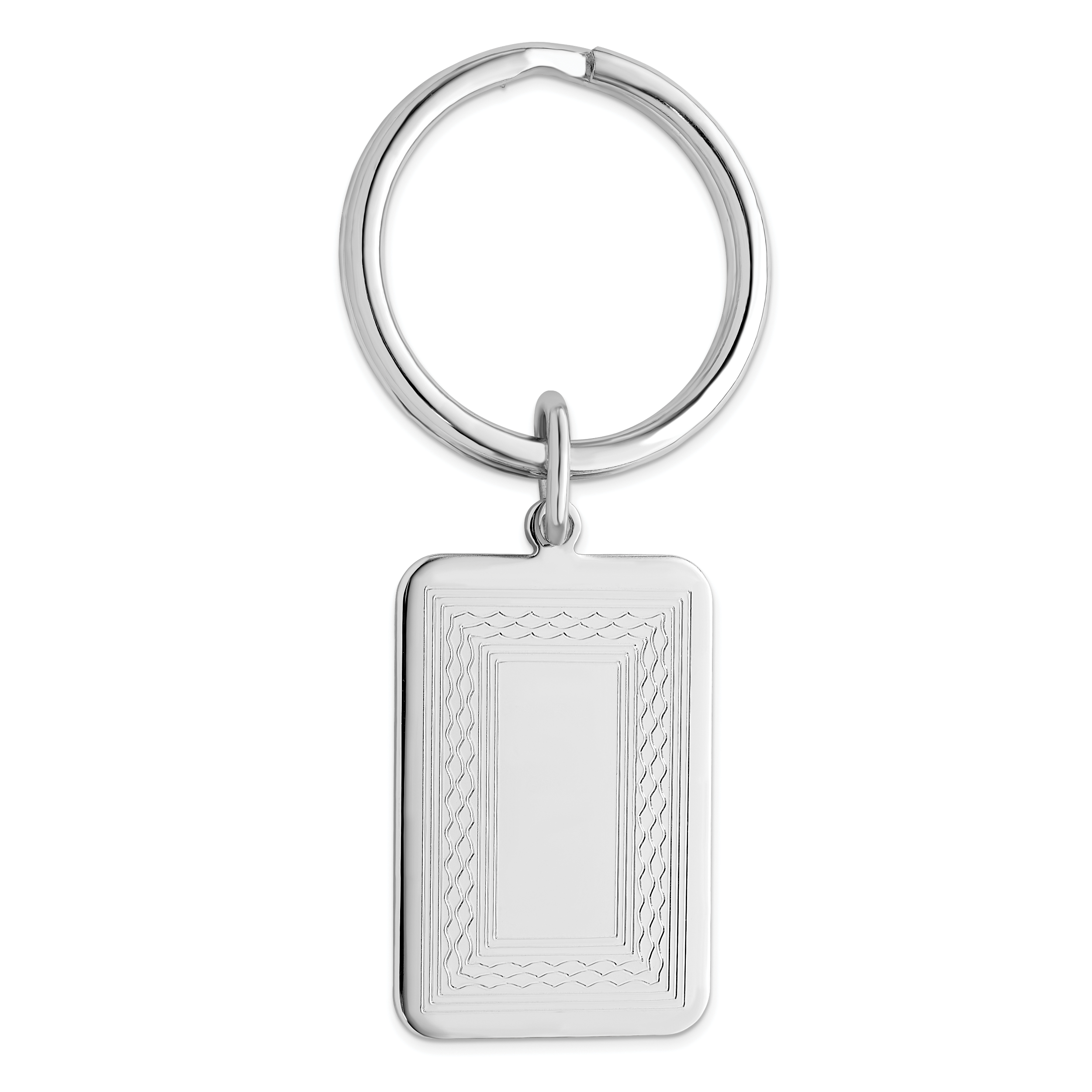 Rhodium-plated Kelly Waters Patterned Border Key Ring Main image