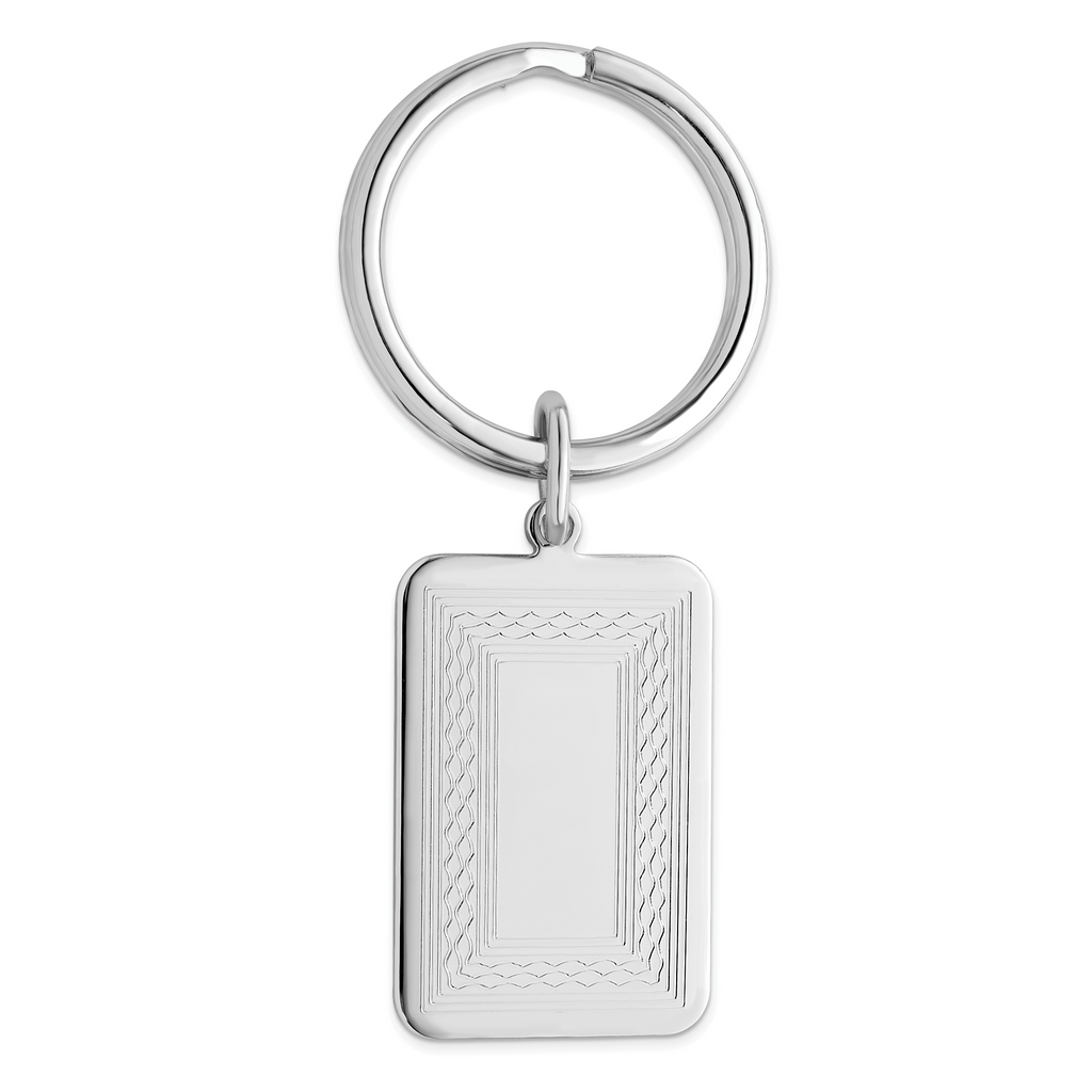 Rhodium-plated Kelly Waters Patterned Border Key Ring
