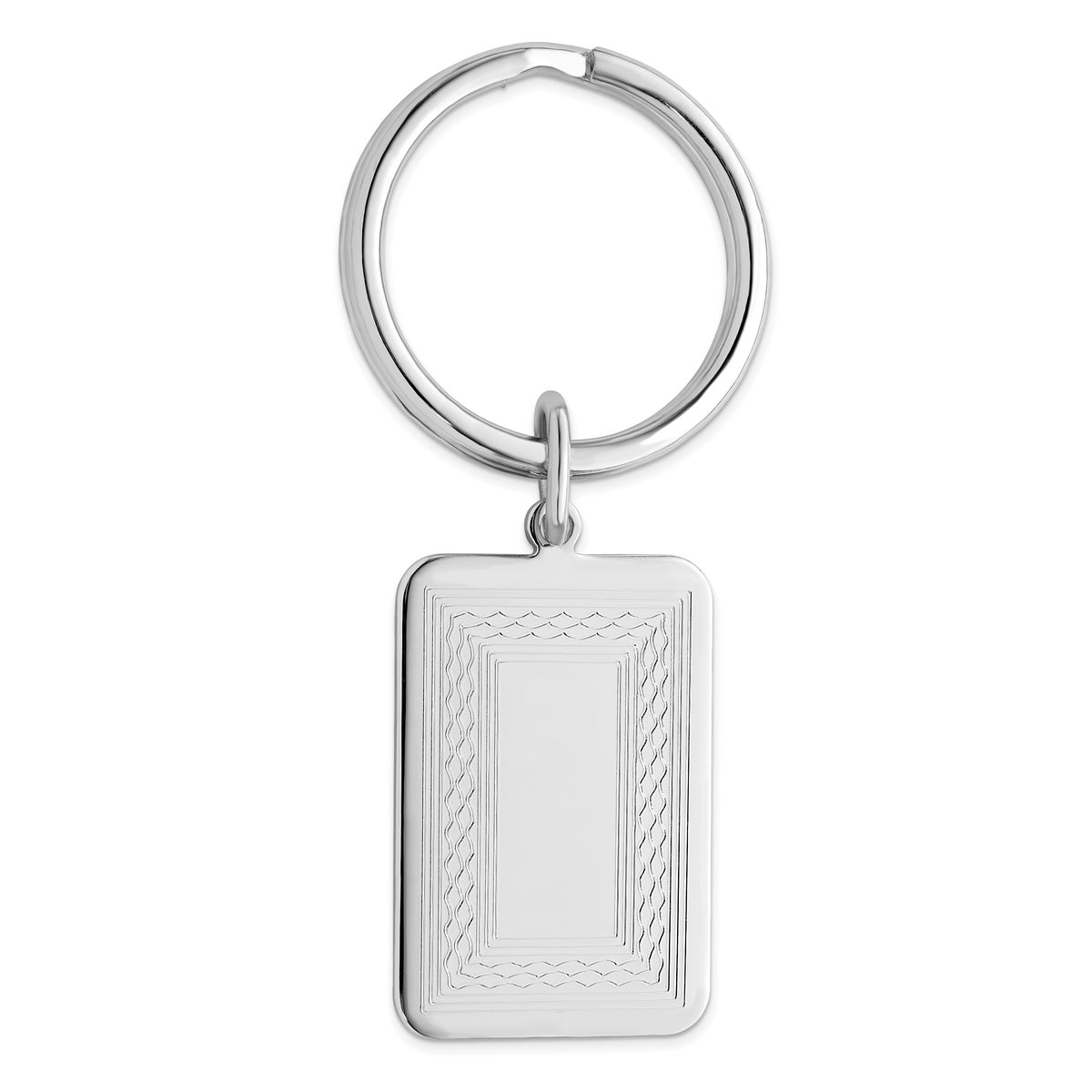 Rhodium-plated Kelly Waters Patterned Border Key Ring