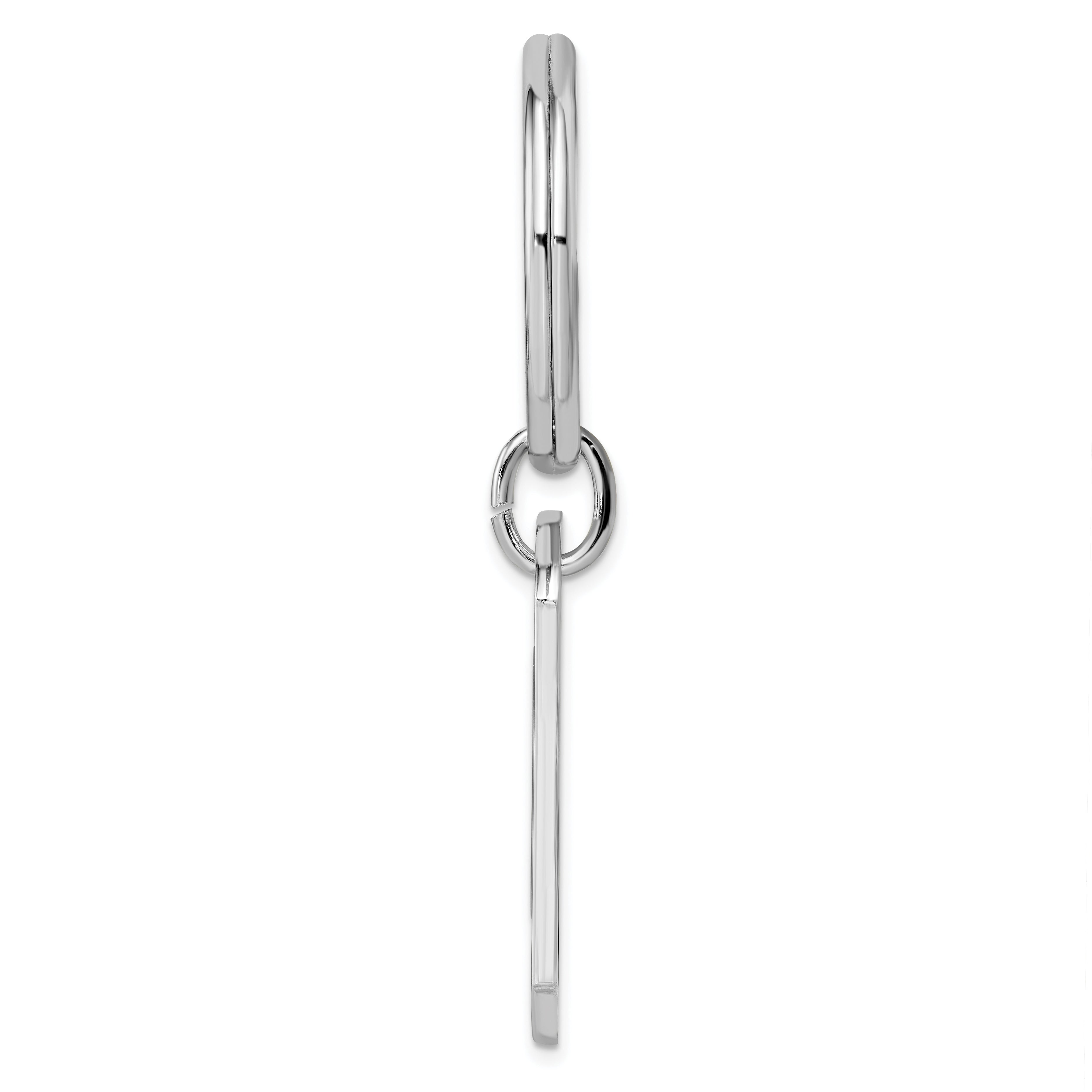 Rhodium-plated Kelly Waters Etched Lines Key Ring with Engravable Area Secondary image