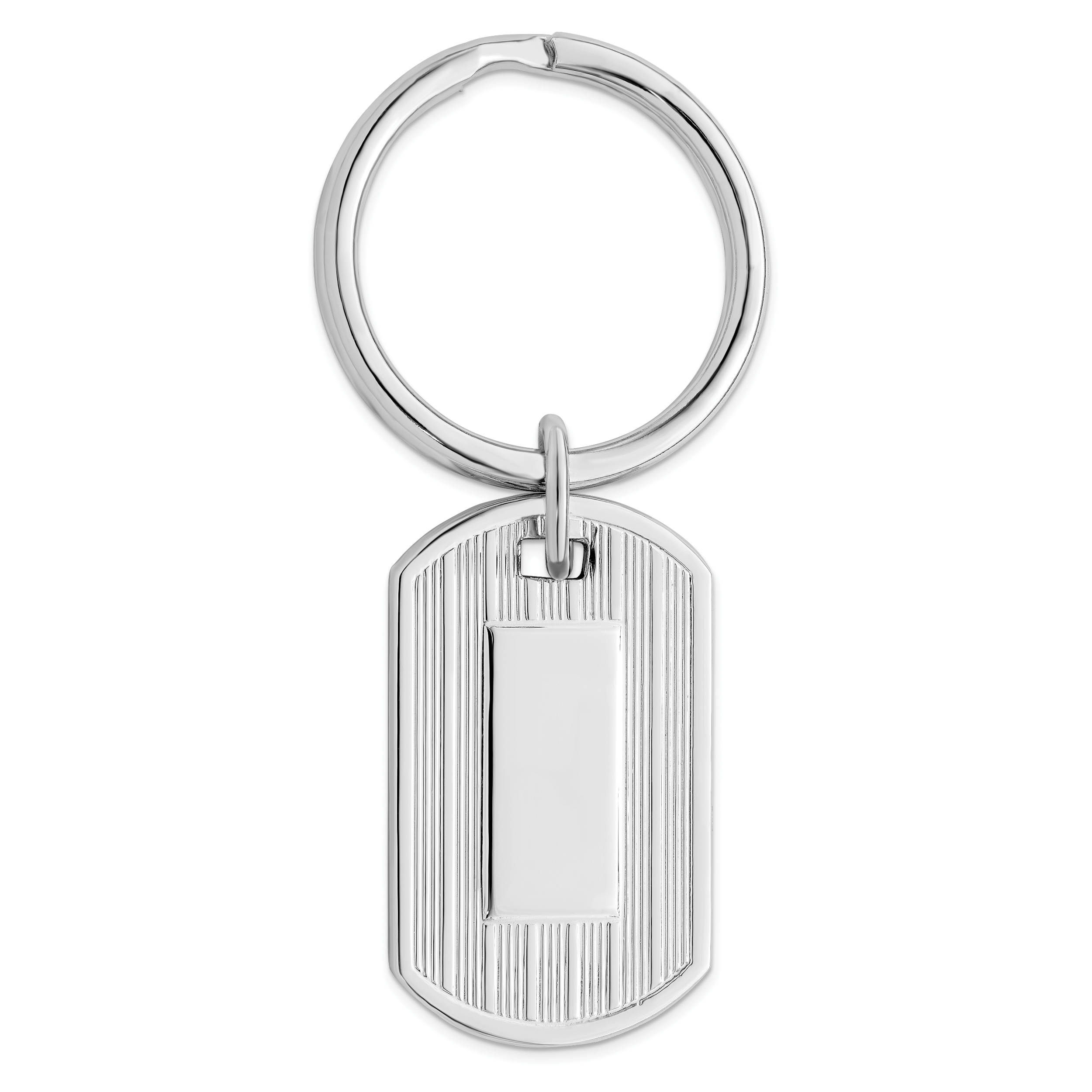 Rhodium-plated Kelly Waters Etched Lines Key Ring with Engravable Area Main image