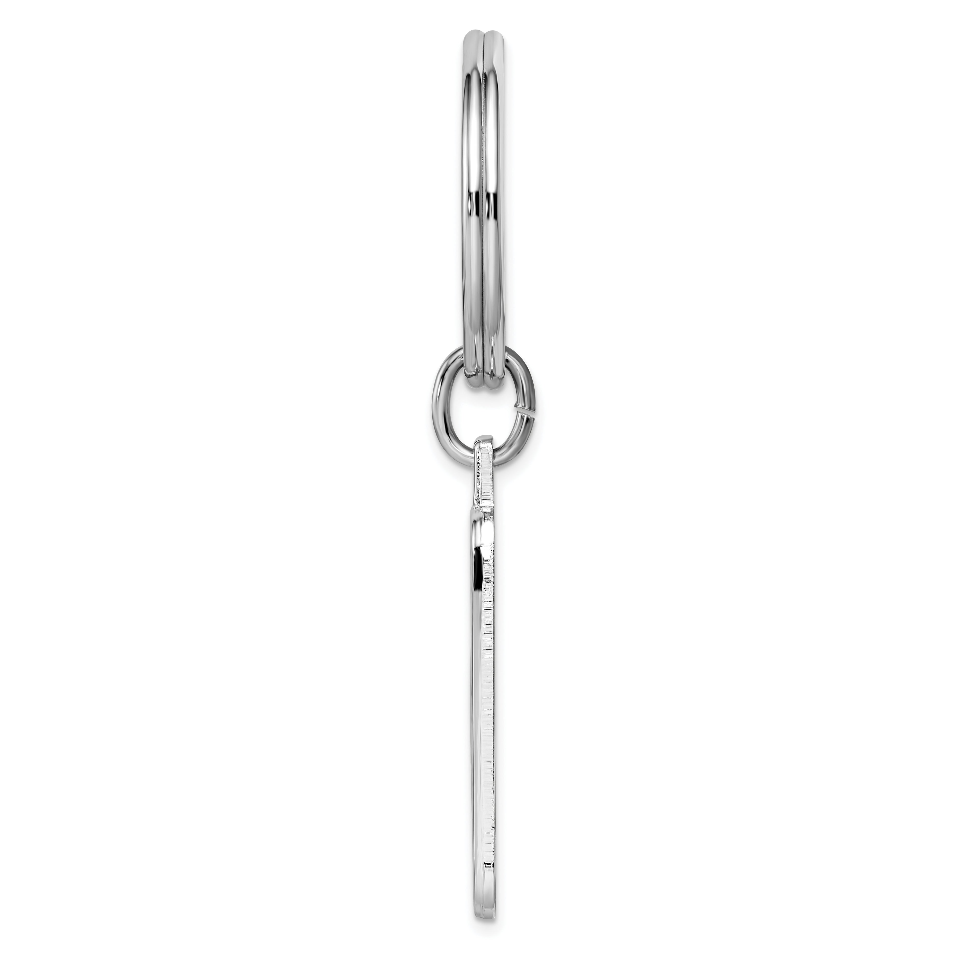 Rhodium-plated Kelly Waters Black and Grey Epoxy Key Ring with Engravable Area
