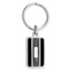 Rhodium-plated Kelly Waters Black and Grey Epoxy Key Ring with Engravable Area