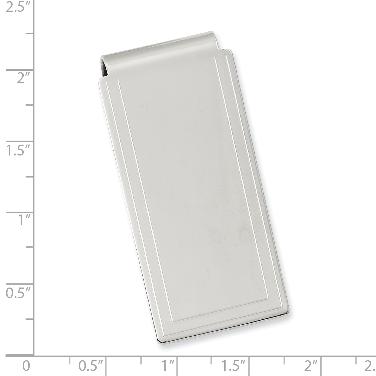 Rhodium-plated Kelly Waters Engraved Edge Plain Hinged Money Clip