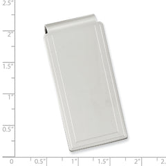 Rhodium-plated Kelly Waters Engraved Edge Plain Hinged Money Clip