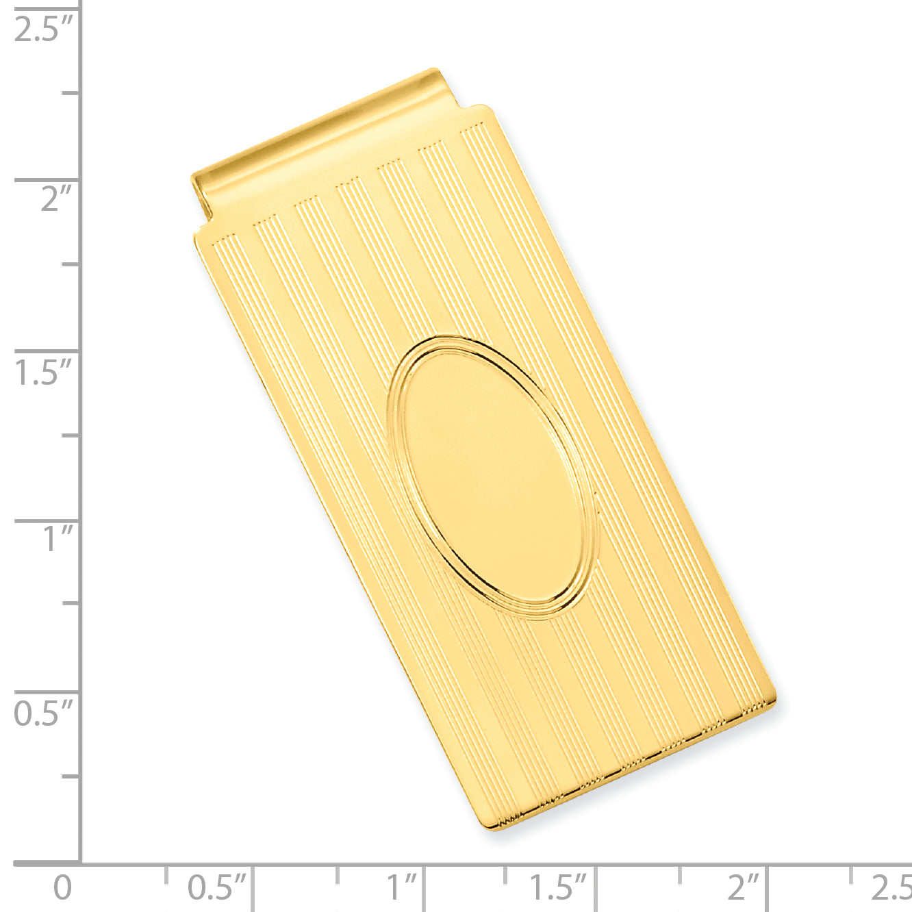 Gold-plated Kelly Waters Horizontal Lines with Engravable Oval Hinged Money Clip
