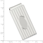 Rhodium-plated Kelly Waters Horizontal Lines Hinged Money Clip with Engravable Area