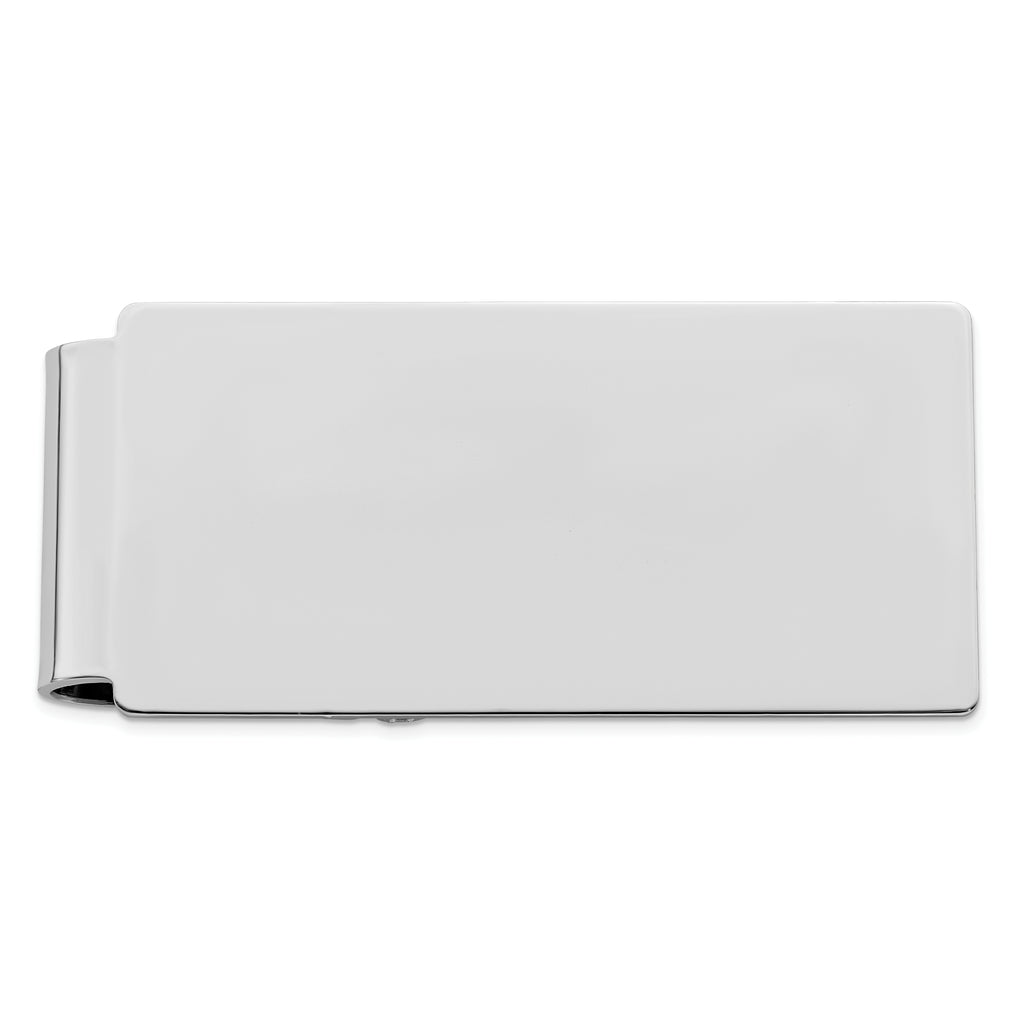 Rhodium-plated Kelly Waters Polished Hinged Money Clip