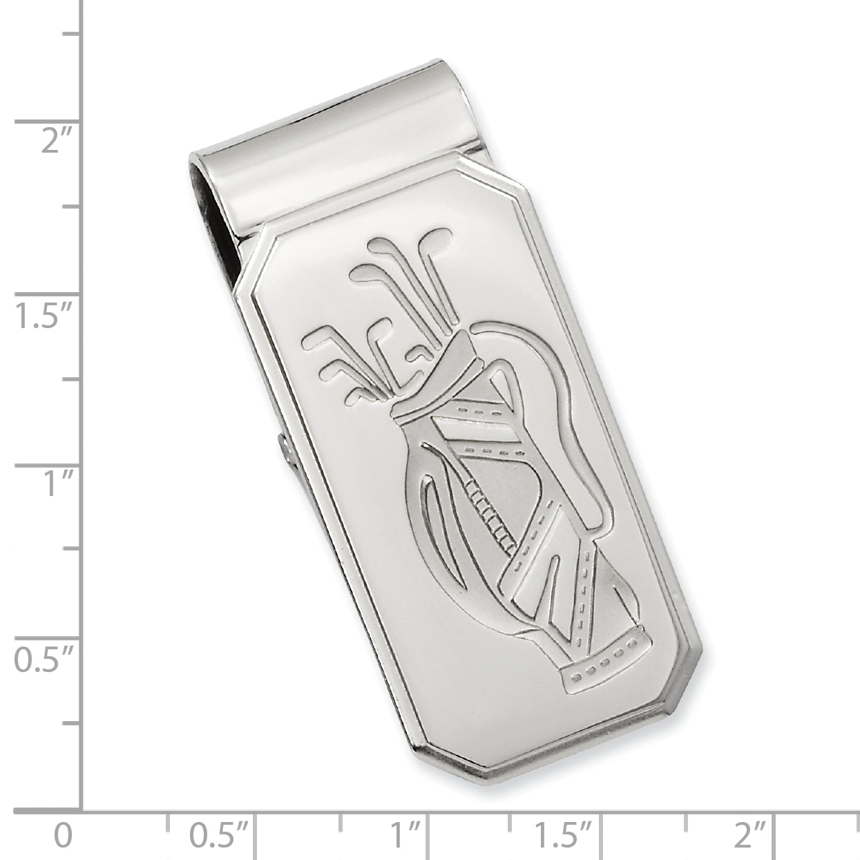 Rhodium-plated Kelly Waters Golf Bag Hinged Money Clip