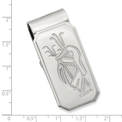 Rhodium-plated Kelly Waters Golf Bag Hinged Money Clip