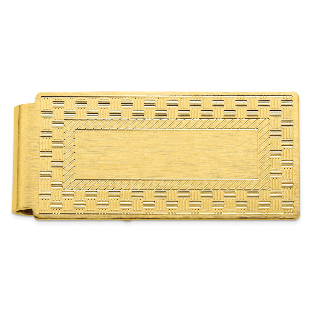 Gold-plated Kelly Waters Checkerboard Hinged Money Clip