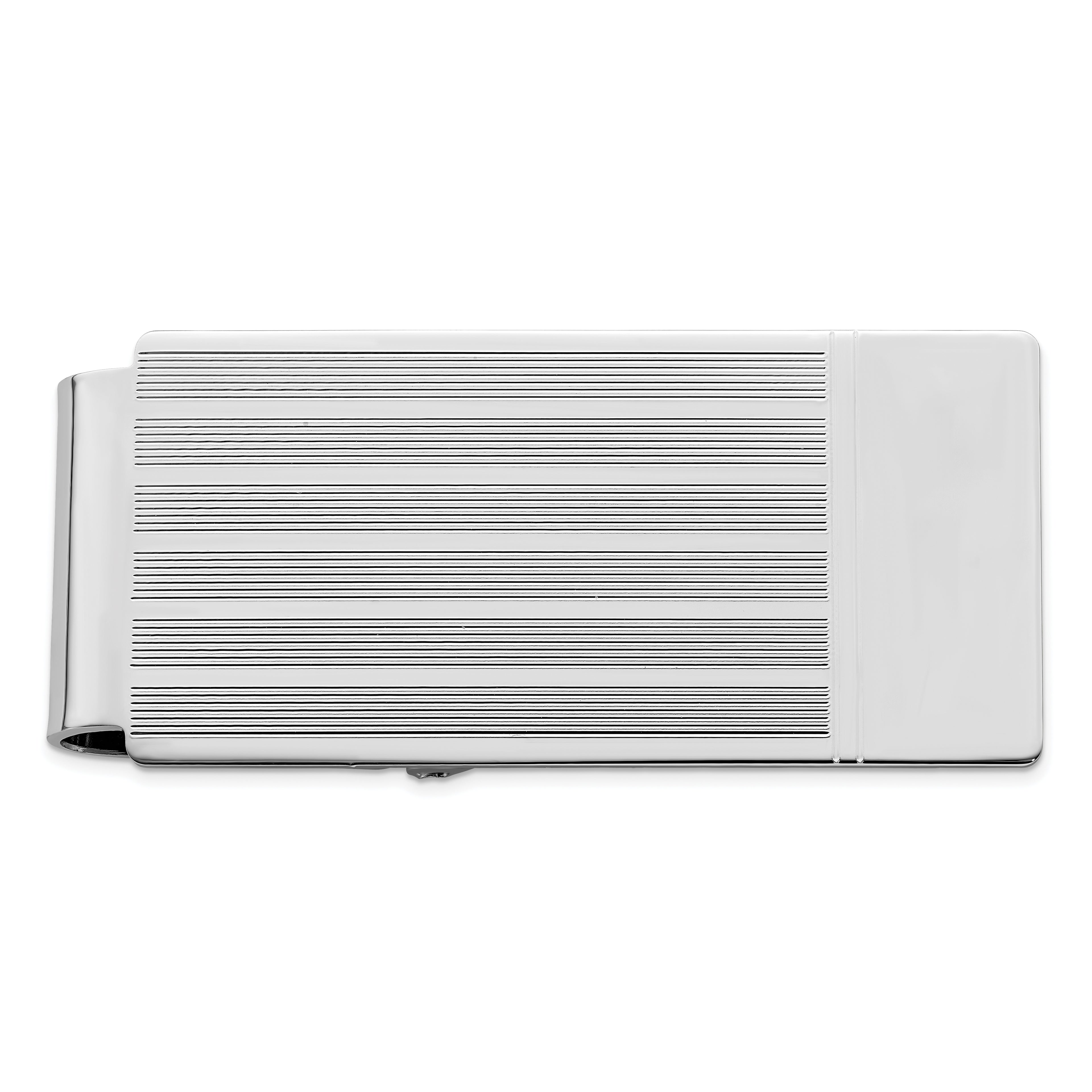 Rhodium-plated Kelly Waters Etched Lines Hinged Money Clip