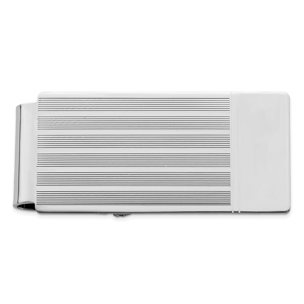 Rhodium-plated Kelly Waters Etched Lines Hinged Money Clip