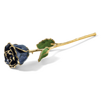 Black Lacquer Dipped Gold Trimmed with Glitter Real Rose