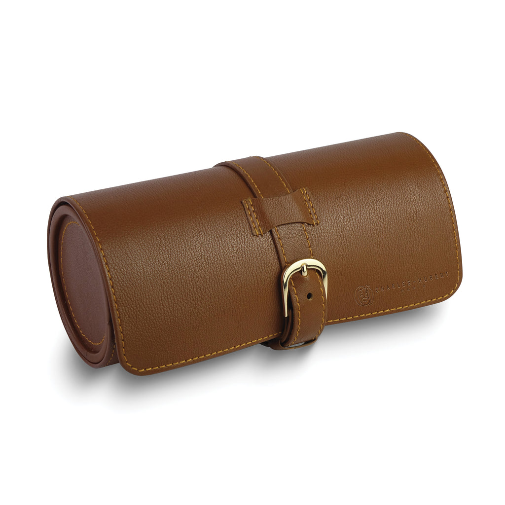 Charles Hubert Genuine Brown Leather Wrist Watch Pouch