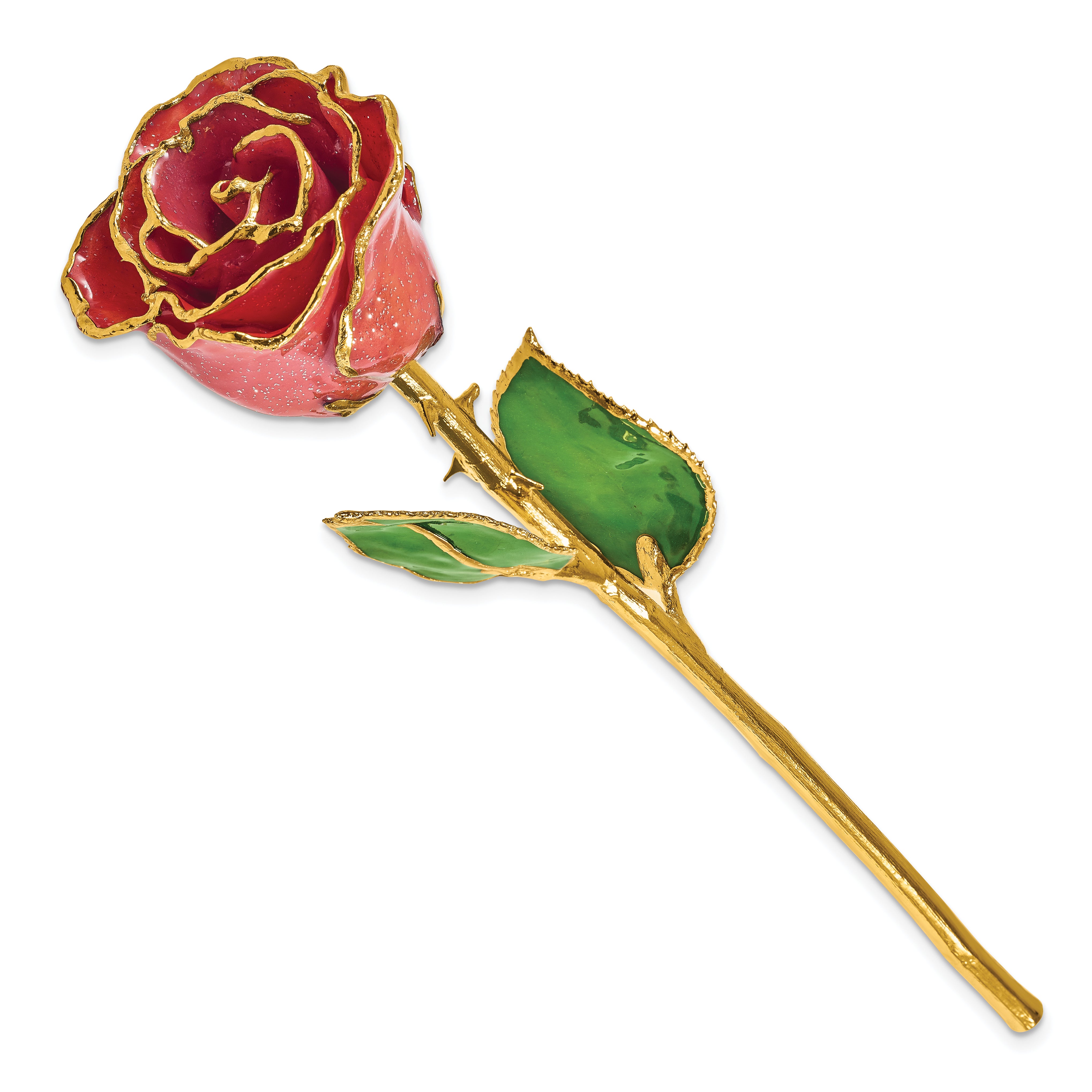 Lacquer Dipped Gold Trim Sonia Pearl Rose with Silver Sparkles