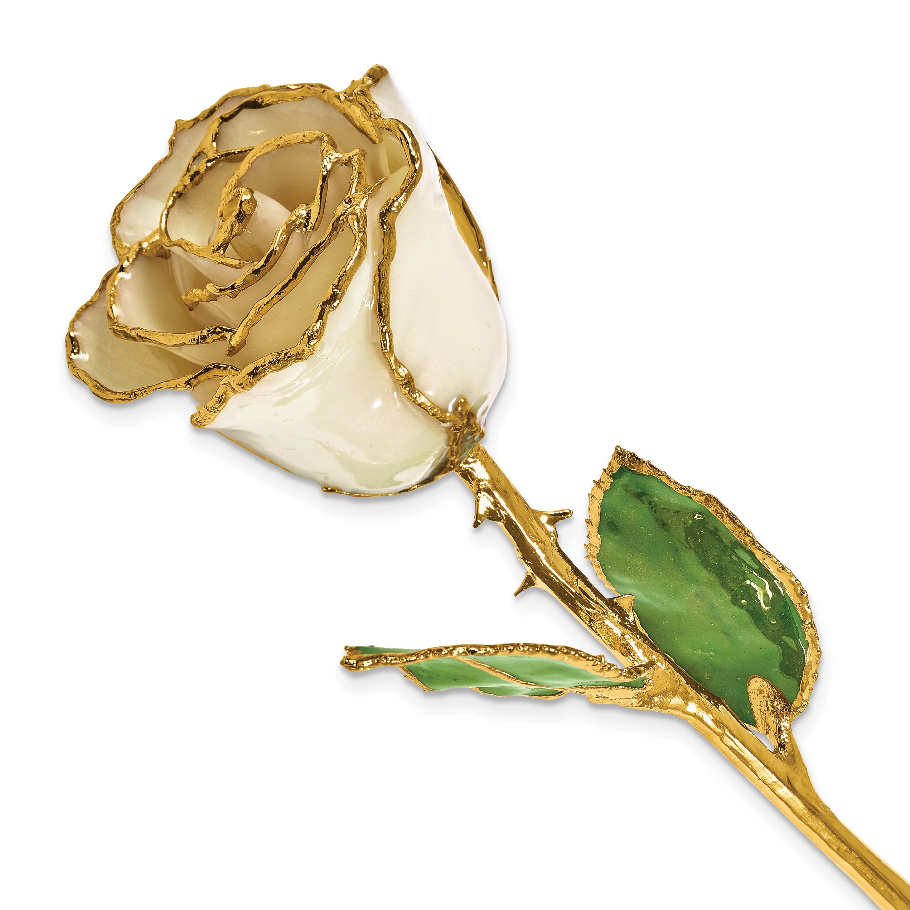 Lacquer Dipped Gold Trim April Birthstone Opal Rose