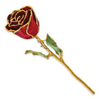 Lacquer Dipped Gold Trim  January Birthstone Garnet Rose