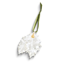 Silver Dipped Real Holly Leaves and 24k Dipped Real Berries Leaf Ornament
