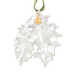 Silver Dipped Real Holly Leaves and 24k Dipped Real Berries Leaf Ornament