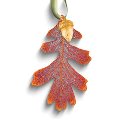 Iridescent Copper Dipped Real Oak Leaf and 24k Dipped Real Acorn Decorative Ornament