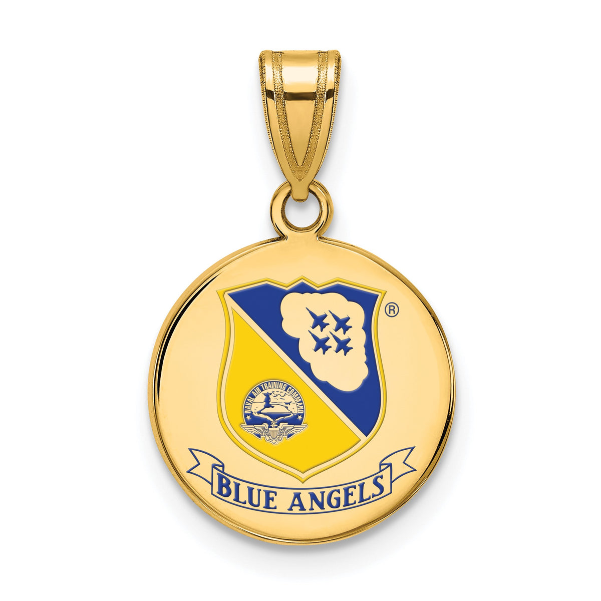 Medium Blue Angels Enameled Pendant in Gold-Plated Sterling Silver - Sophia Jewelers Main image