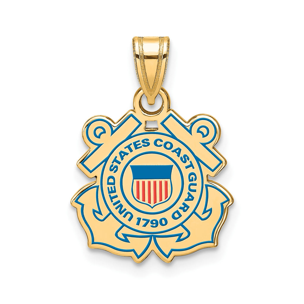 USCG Enameled Pendant in Gold-Plated Sterling Silver - Sophia Jewelers