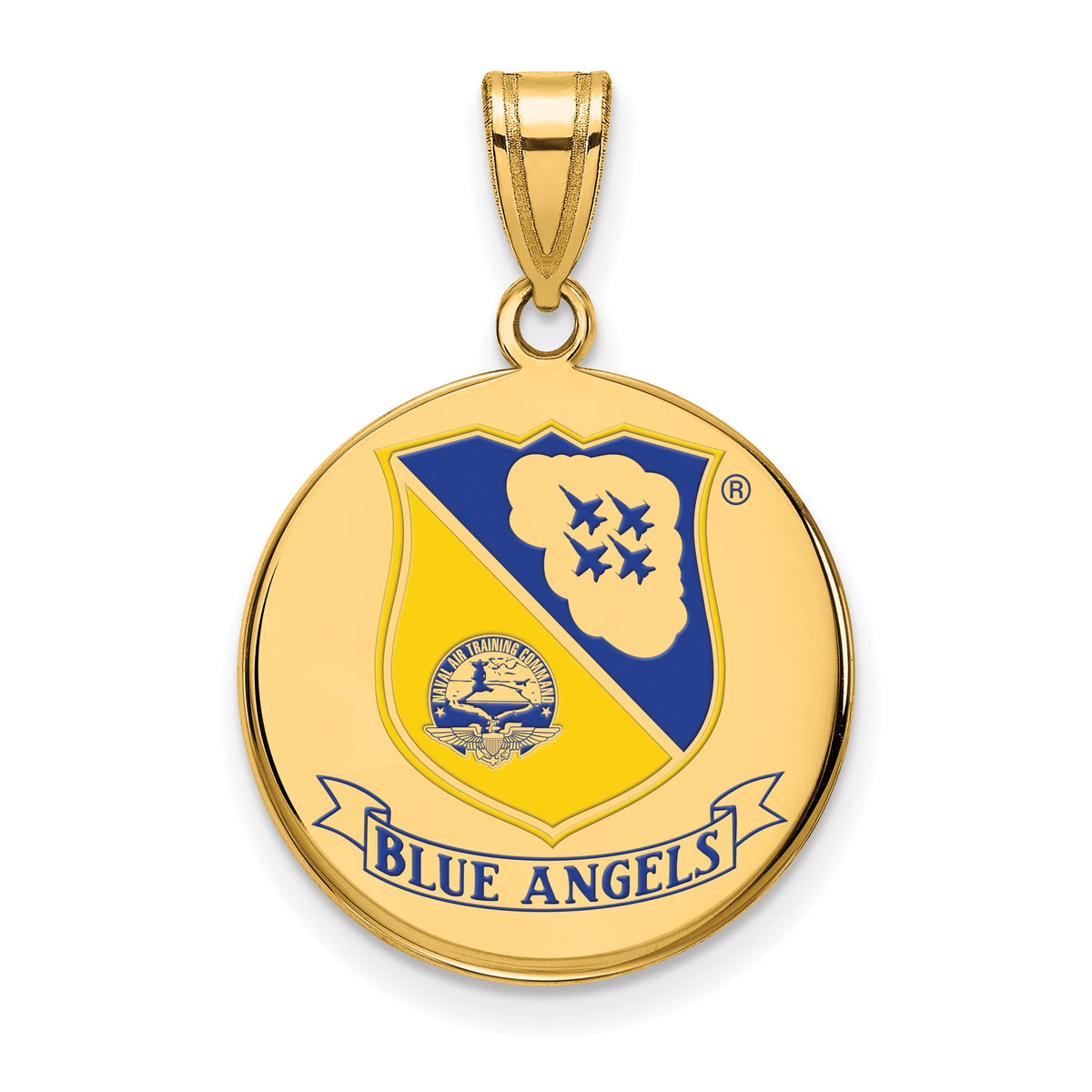 Large Blue Angels Enameled Pendant in Gold-Plated Sterling Silver - Sophia Jewelers