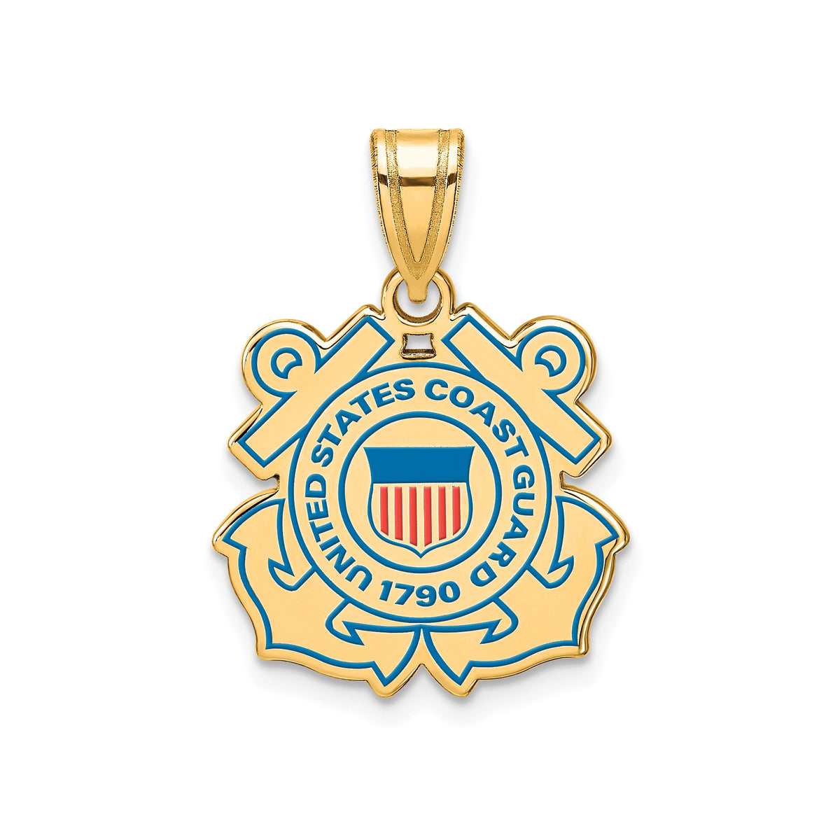 USCG Enameled Pendant in Gold-Plated Sterling Silver - Sophia Jewelers Main image